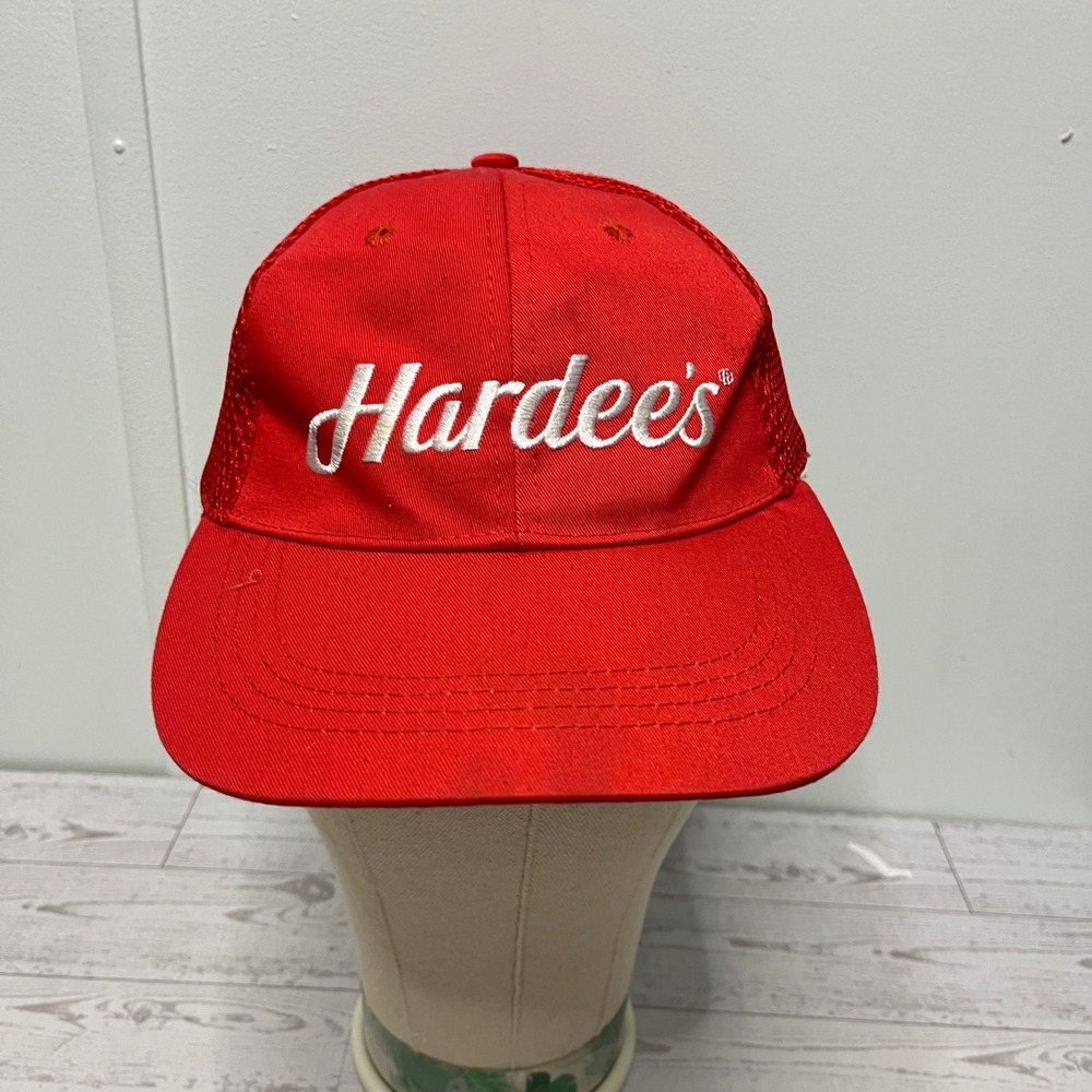 Hardees Red Mesh Trucker Hat Star Logo Employee Uniform Cap 23014